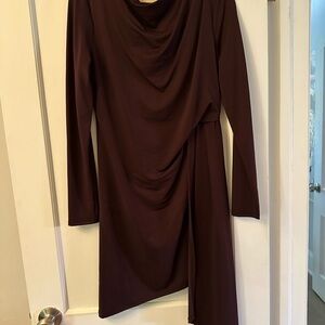 Elegant Purple/Brown Long Sleeve Dress